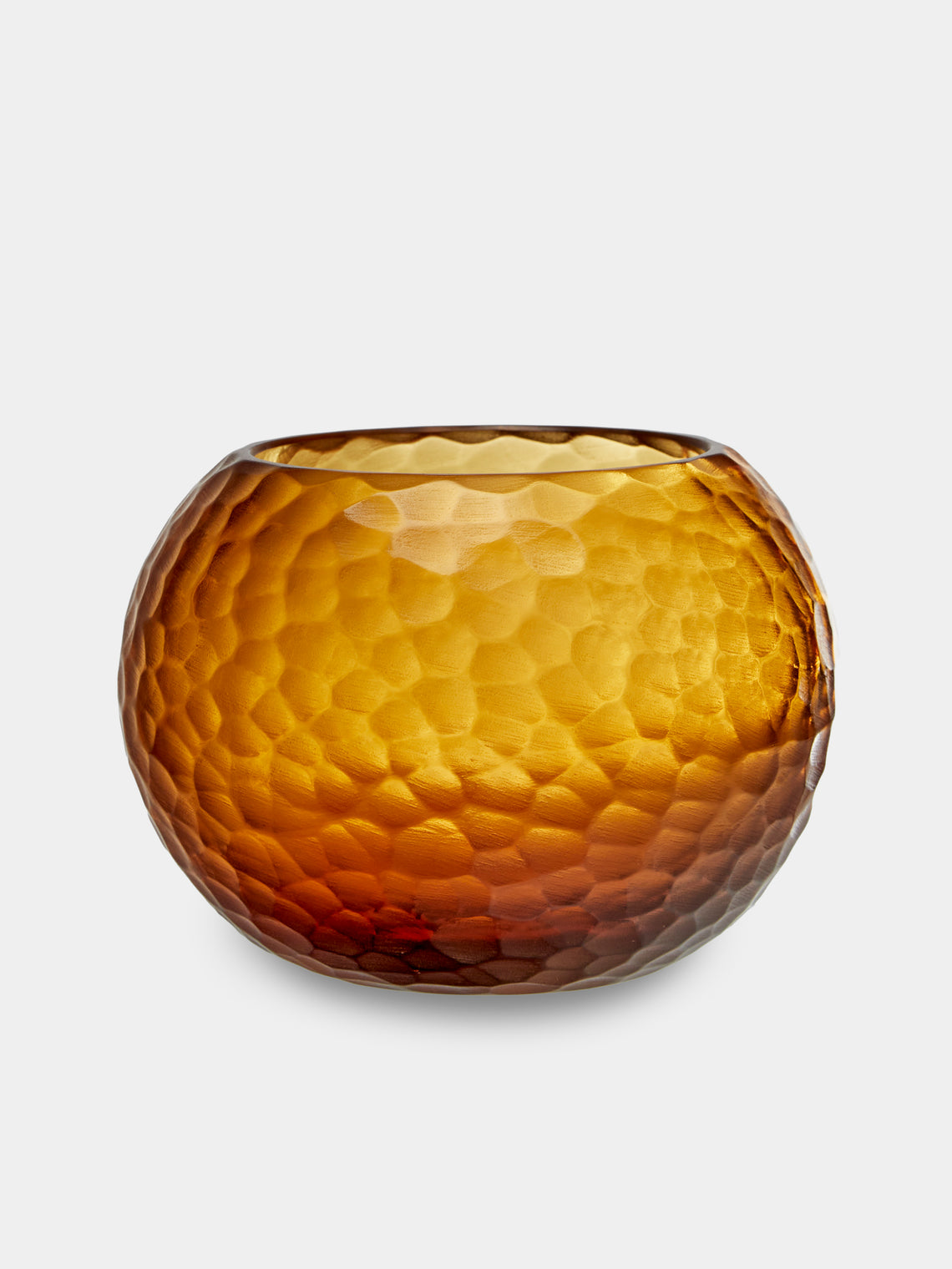 Micheluzzi Glass - Bocia Ambra Diamante Hand-Blown Murano Glass Vase (6in/15cm) - Orange - ABASK - 