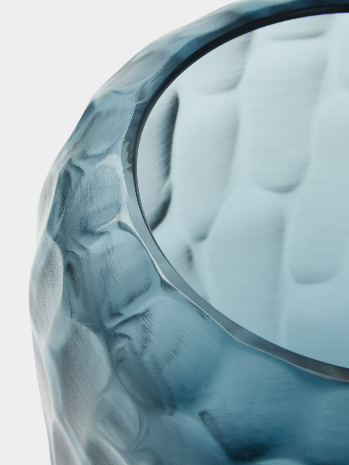 Micheluzzi Glass - Goccia Oceano Bamboo Hand-Blown Murano Glass Vase (9in/23cm) - Blue - ABASK
