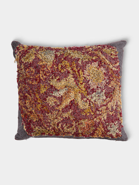 By Walid - 19th-Century English Needlepoint Wool and Damask Cushion (19.5in/50cm) - Multiple - ABASK - 