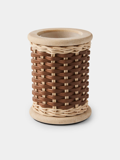 Pigment France - Courbet Leather and Rattan Toothbrush Holder - Brown - ABASK - 