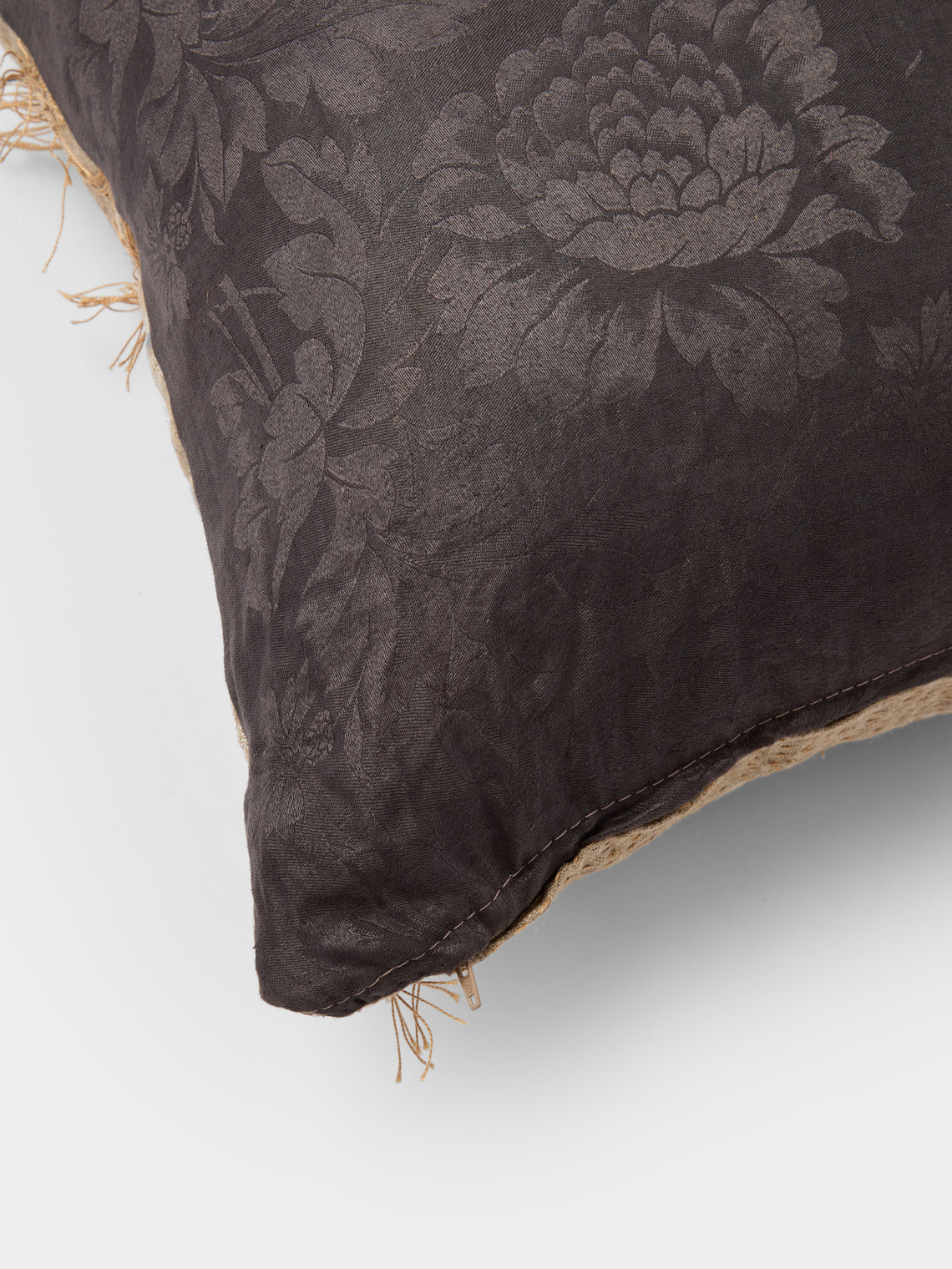By Walid - 17th-Century Flemish Verdure Tapestry Linen Cushion (25.5in/65cm) - Multiple - ABASK