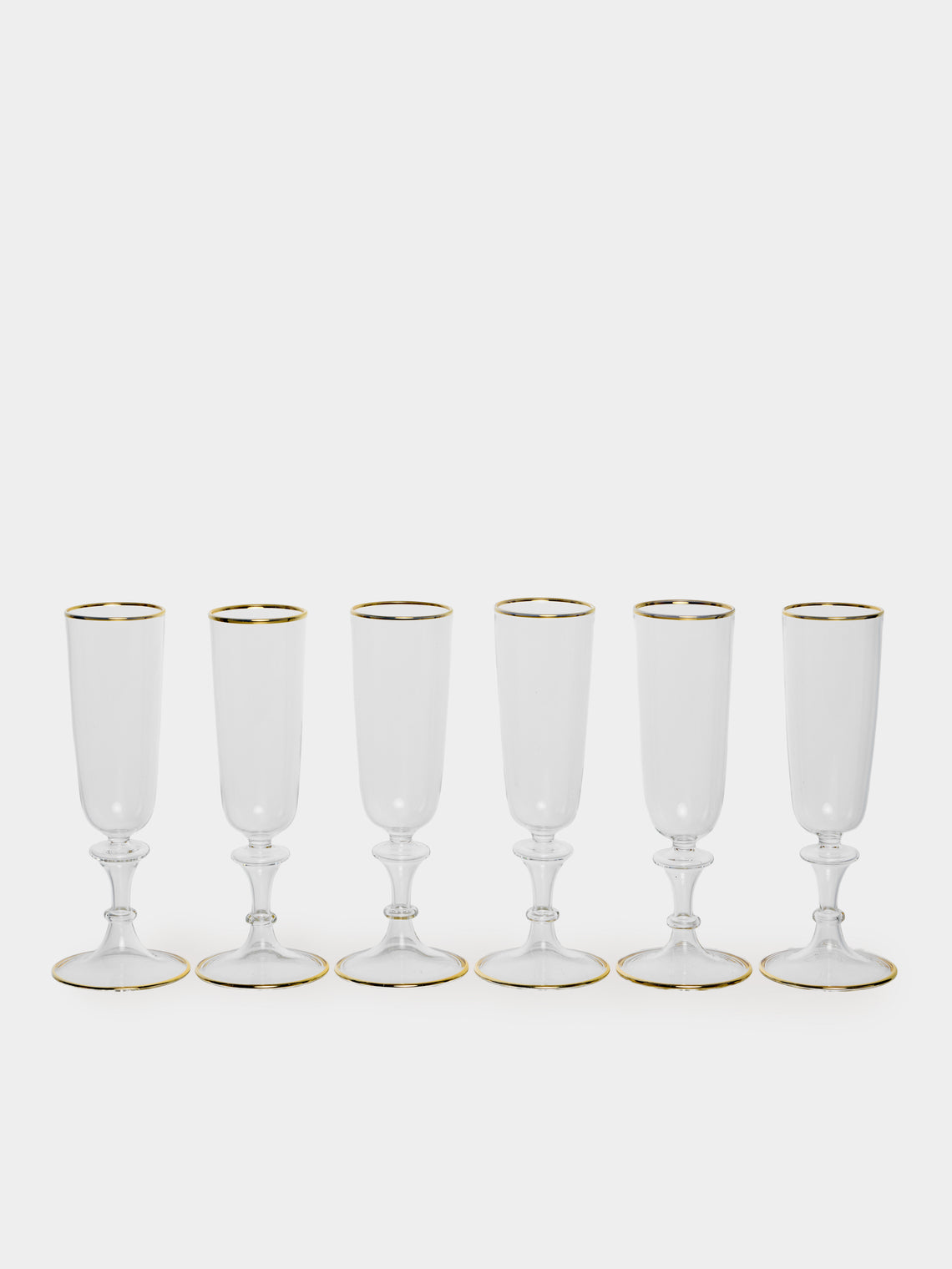 Alya Tannous - | Set of 6 | Vienna Glass Champagne Flutes - Clear - ABASK