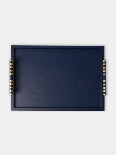 Pinetti - Saturno Leather Tray (22.5in/57.5cm) - Navy - ABASK - 