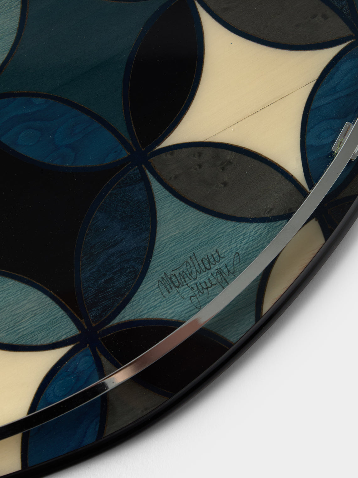Mastellone Giuseppe - Wood Inlay Tray (12.5in/32cm) - Blue - ABASK