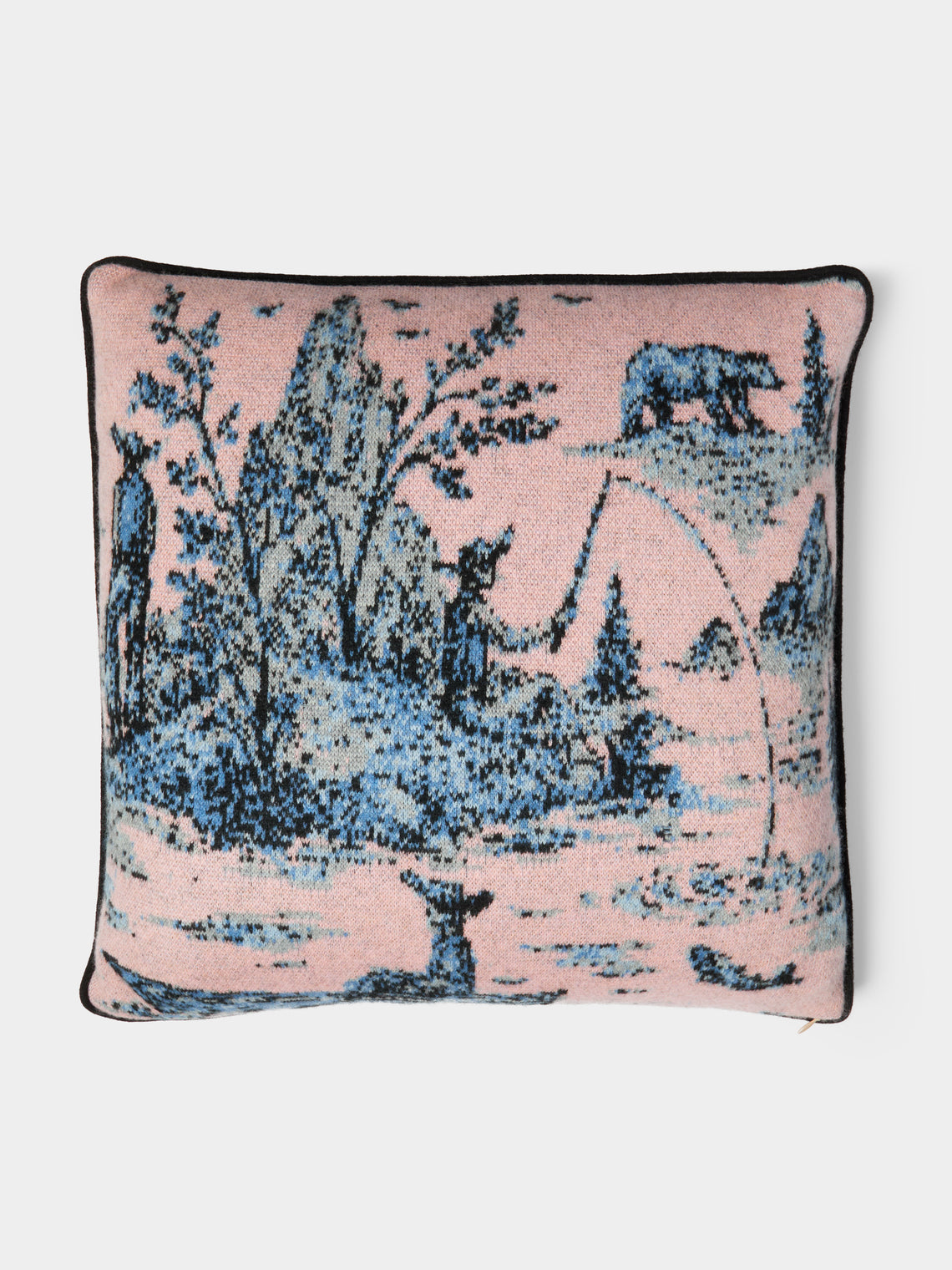 Saved NY - Fishing Cashmere Pillow (21.5in/55cm) - Blue - ABASK - 