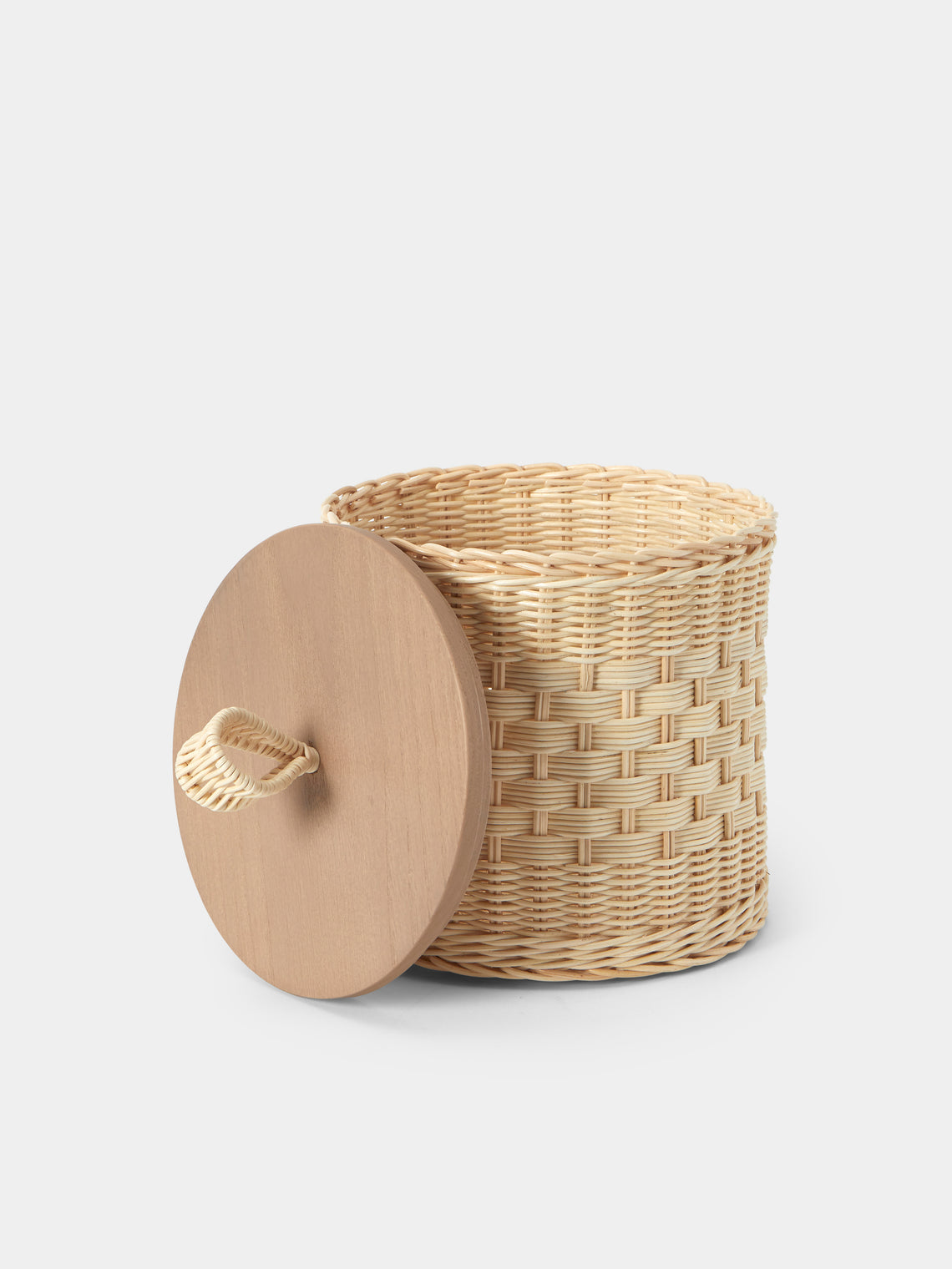 Mila Maurizi - Perla Handwoven Wicker and Wood Lidded Container - Natural - ABASK