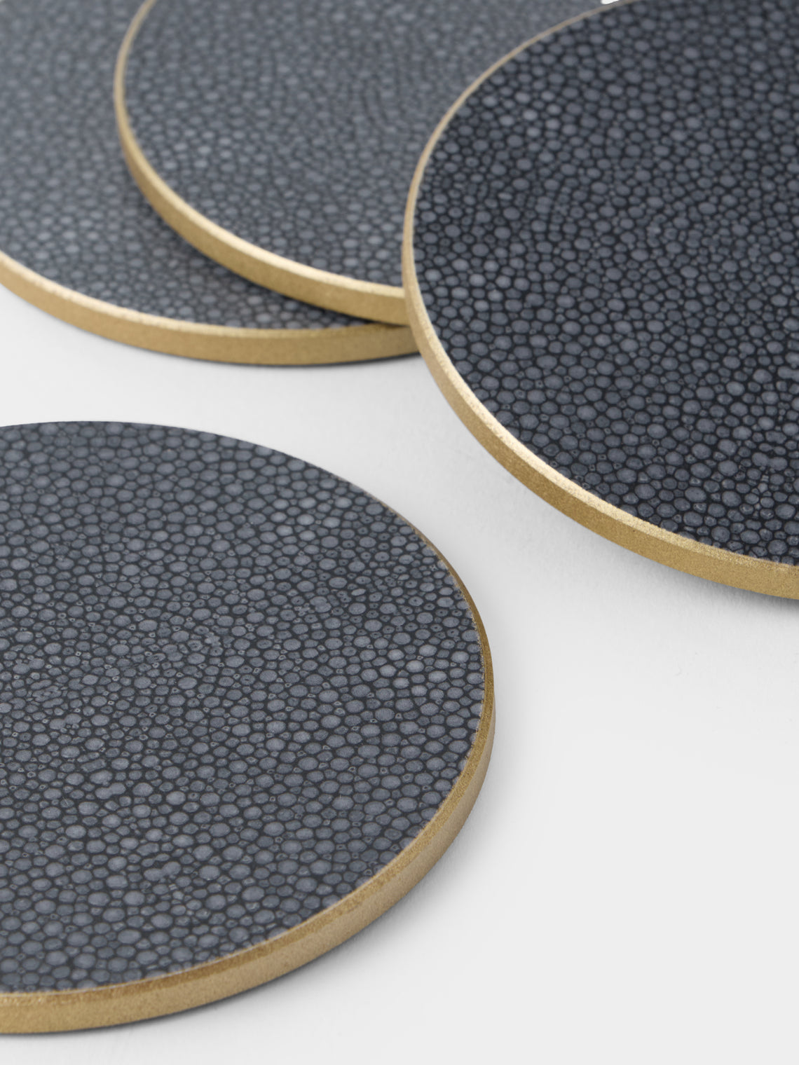 HestiaLiving - | Set of 4 | Prestige Faux Shagreen Coasters - Gray - ABASK