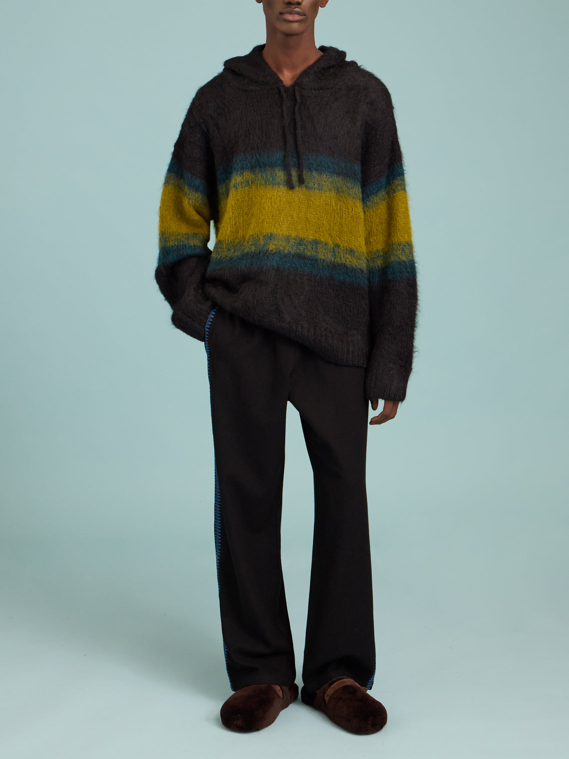 The Elder Statesman - Thistle Shadow Ombré Alpaca-Blend Hoodie | Size: M - Blue - ABASK