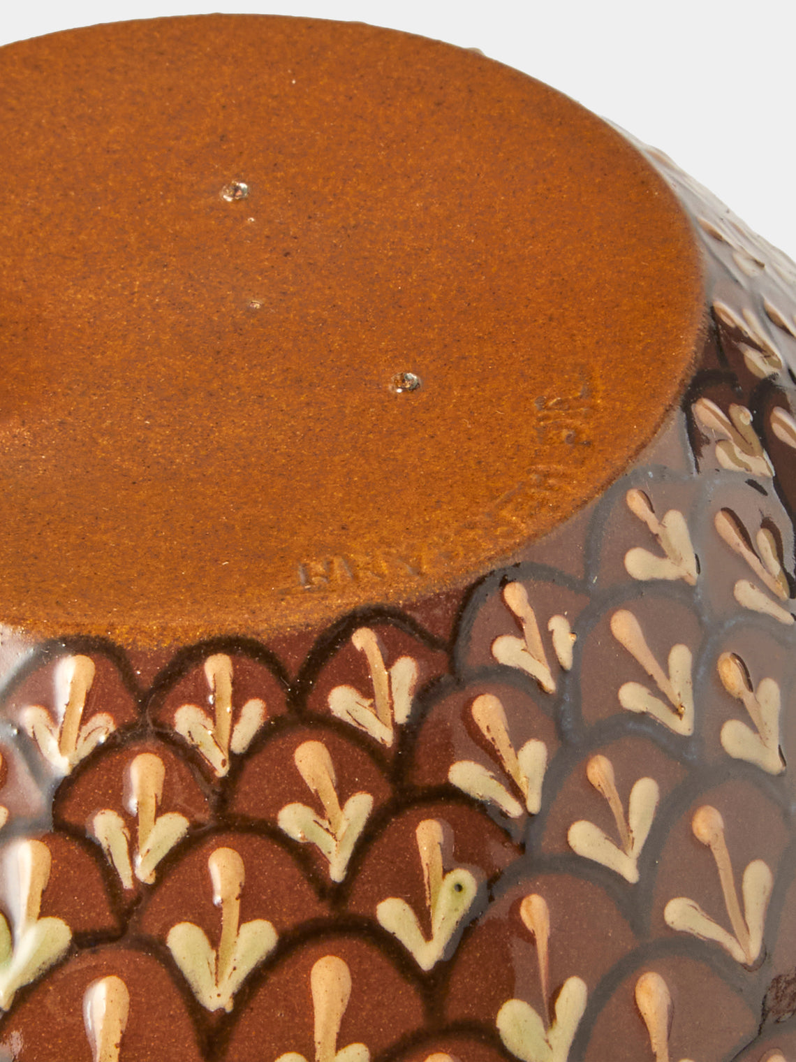 Poterie d’Évires - Geometric Hand-Painted Ceramic Vase (6.5in/17cm) - Light Brown - ABASK