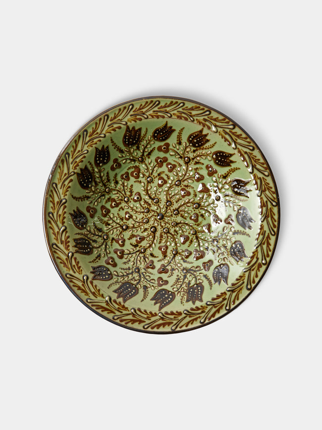Poterie d’Évires - Flowers Hand-Painted Ceramic Serving Bowl - Green - ABASK