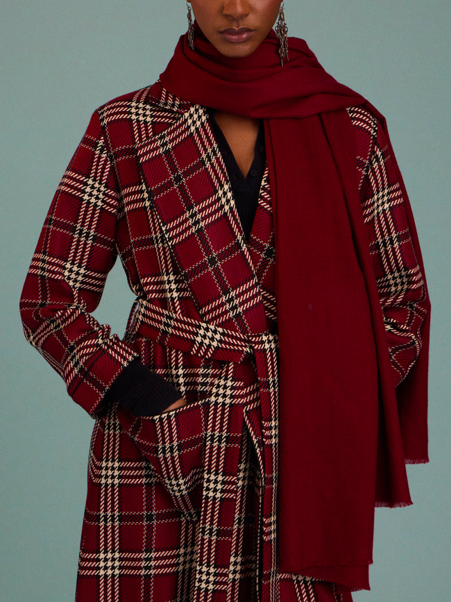 Me & K - Cashmere Solid Twill Scarf (78.5in/2m) - Red - ABASK