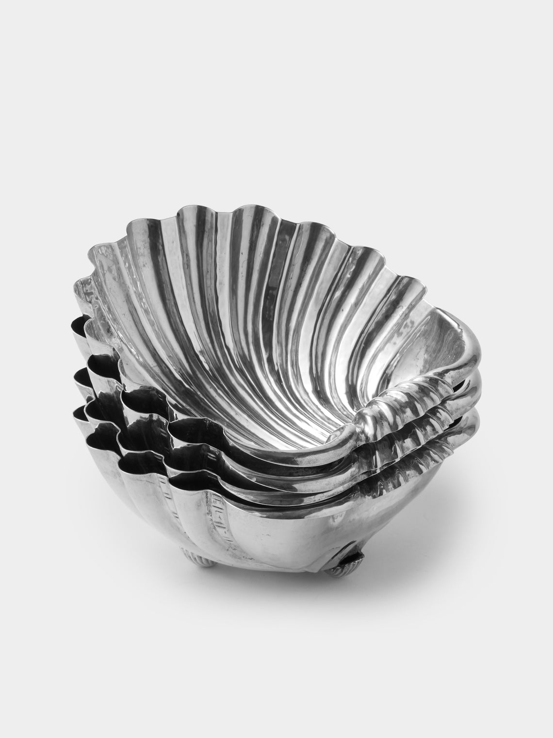 Antique and Vintage - 1960s Shell Silver-Plated Bowls (Set of 4) - Silver - ABASK