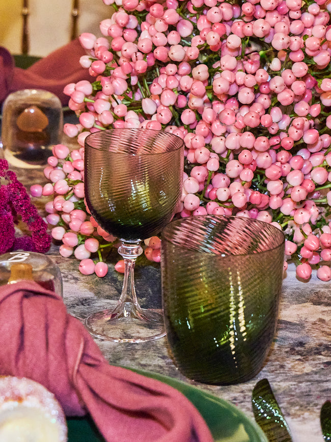 NasonMoretti - Twisted Soraya Hand-Blown Murano White Wine Glass - Green - ABASK
