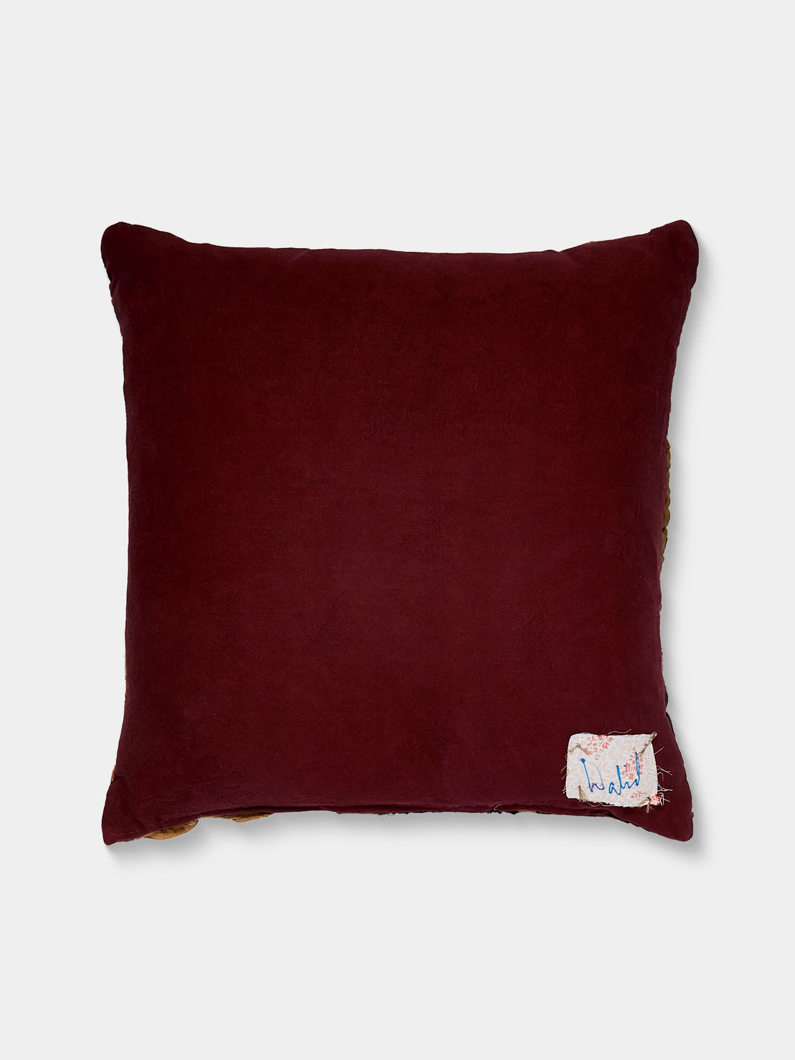 By Walid - 19th-Century Log Cabin Patchwork Linen and Damask Pillow (17.5in/45cm) - Multiple - ABASK
