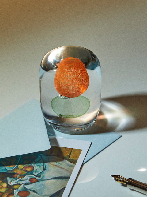 Gather - Hand-Blown Glass Paperweight - Orange - ABASK