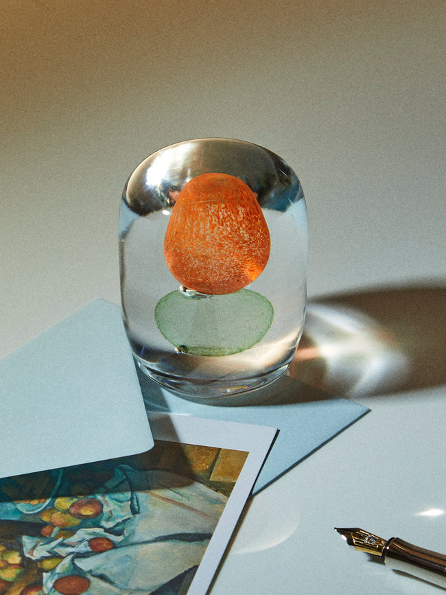 Gather - Hand-Blown Glass Paperweight - Orange - ABASK