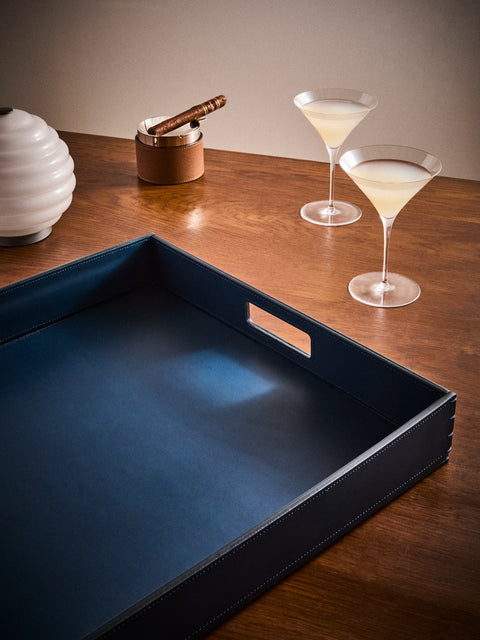 Riviere - Barcelona Leather Tray (25in/63.5cm) - Blue - ABASK