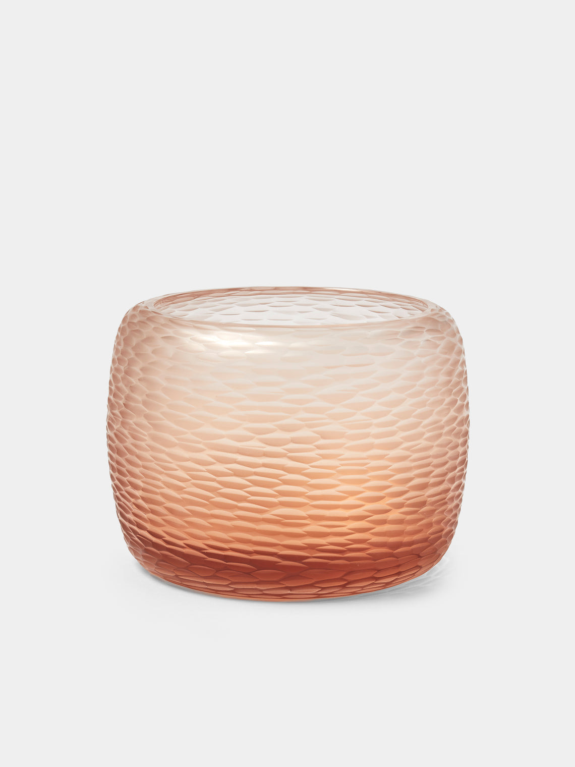 Micheluzzi Glass - Pozzo Rose Semette Hand-Blown Murano Glass Vase (6.5in/17cm) - Orange - ABASK - 