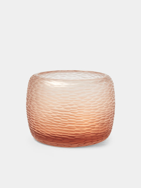 Micheluzzi Glass - Pozzo Rose Semette Hand-Blown Murano Glass Vase (6.5in/17cm) - Orange - ABASK - 
