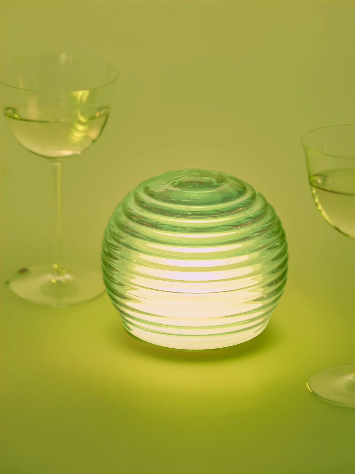 Green Wolf Lighting - Curve Hand-Blown Murano Glass Portable Table Light - Green - ABASK