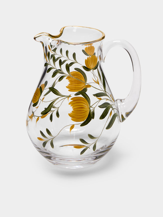 Los Vasos de Agua Clara - Jaipur Hand-Painted Crystal Jug - Yellow - ABASK - 