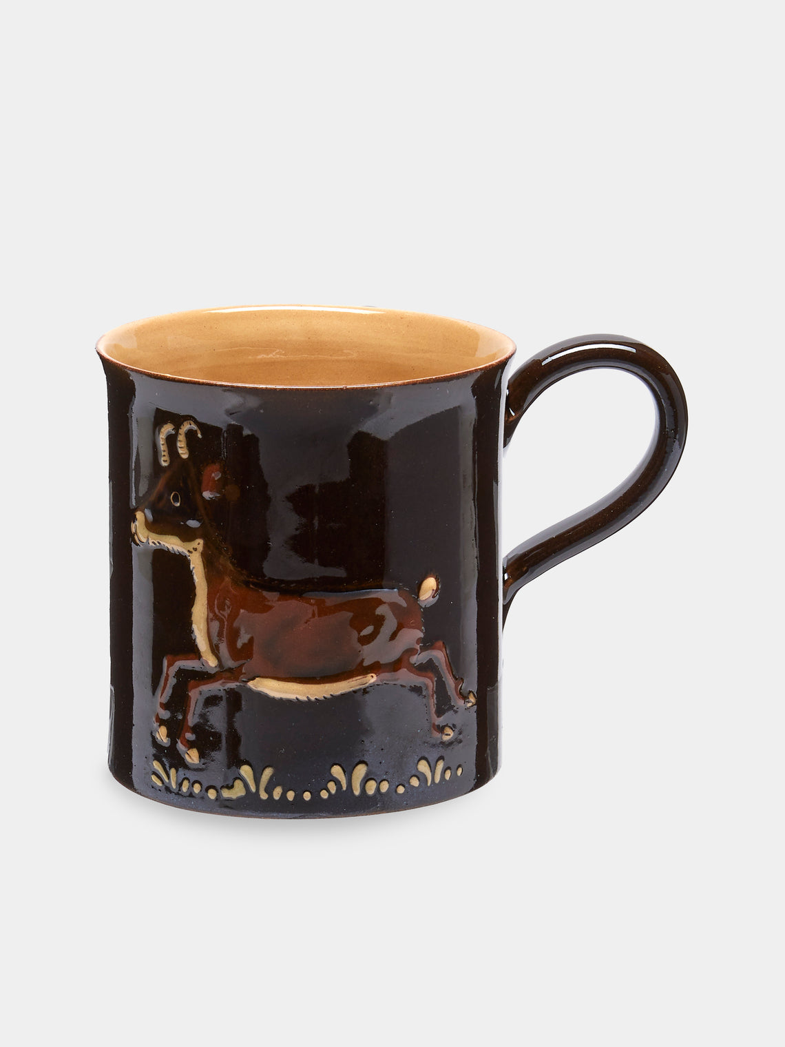 Poterie d’Évires - Animals Hand-Painted Ceramic Mugs (Set of 6) - Dark brown - ABASK