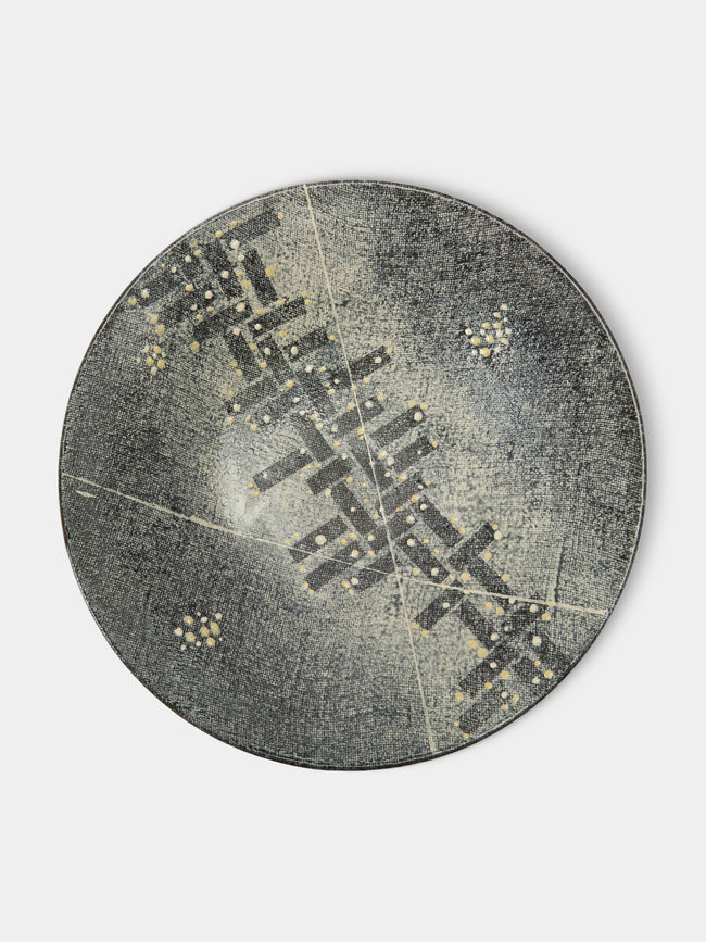 Masumi Ando - Textured Ceramic Plate (13.5in/34cm) - Gray - ABASK - 