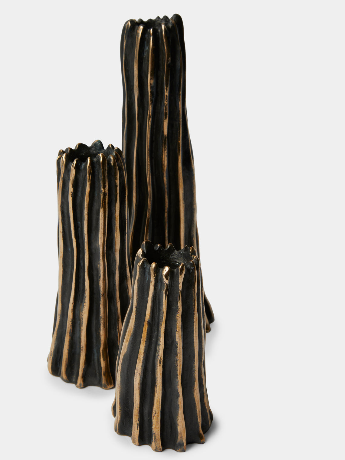 Studio Palatin - | Set of 3 | Surculus Bronze Candlestick - Bronze - ABASK