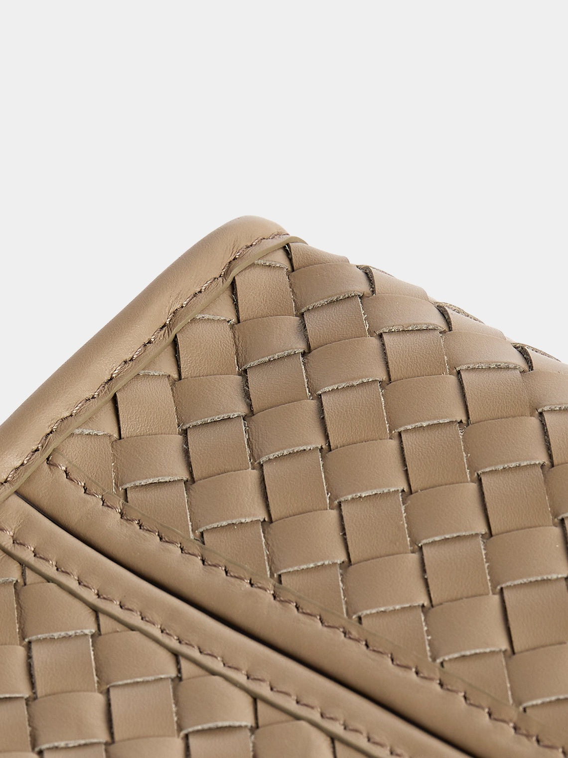 Riviere - Woven Leather Tissue Box - Taupe - ABASK