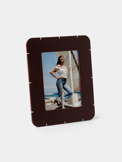 Otzi Studio - Billet Leather & Wood Photo Frame (7x5 inch Photo) - Burgundy - ABASK - 