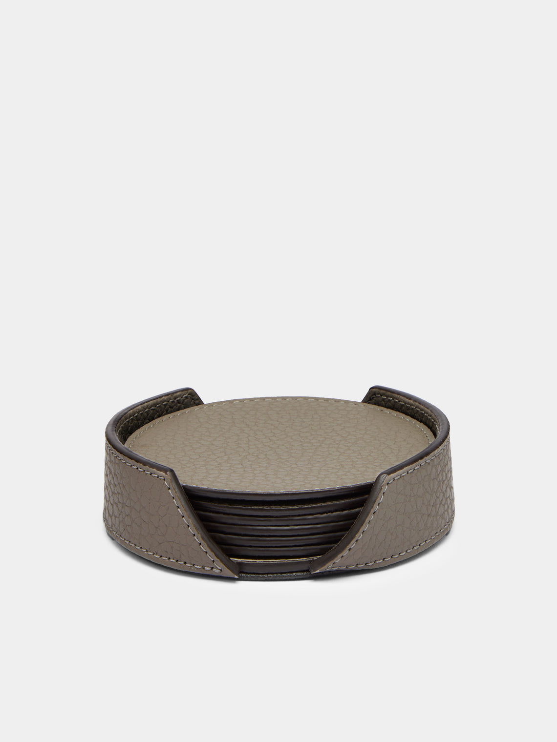 Cassigoli - Leather Coasters (Set of 6) - Gray - ABASK - 