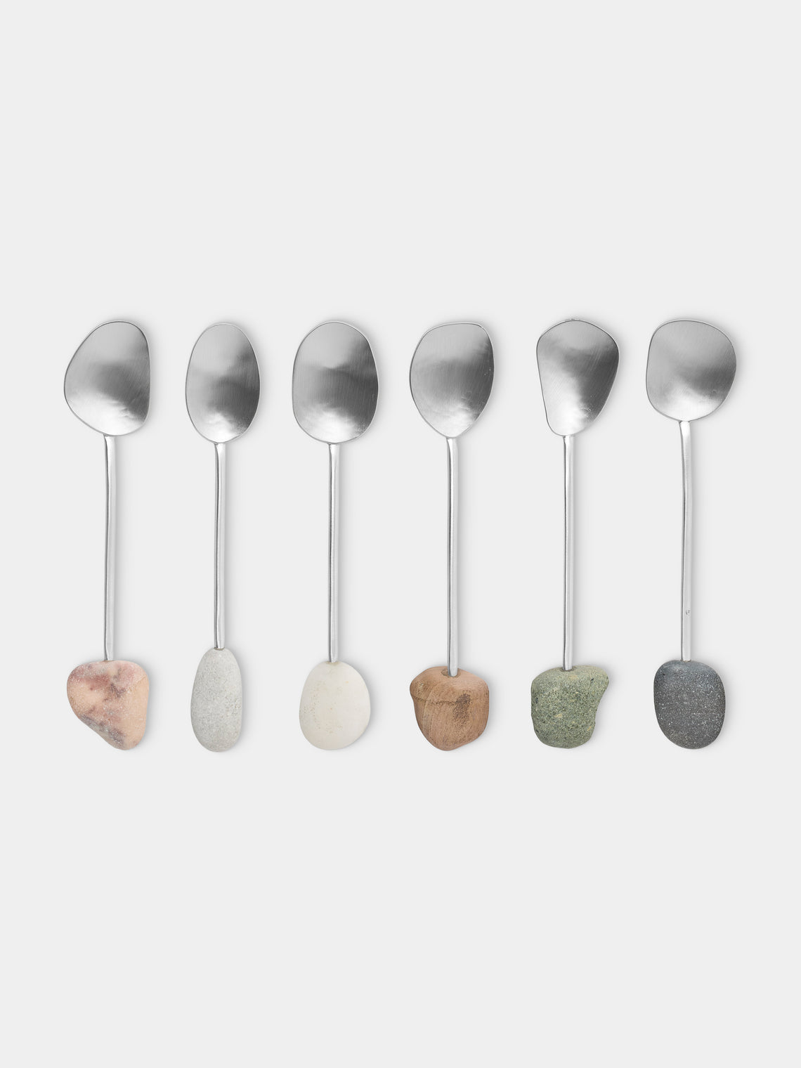 Thalia Maria Silver - Sterling Silver and Pebble Dessert Spoons (Set of 6) - Silver - ABASK - 