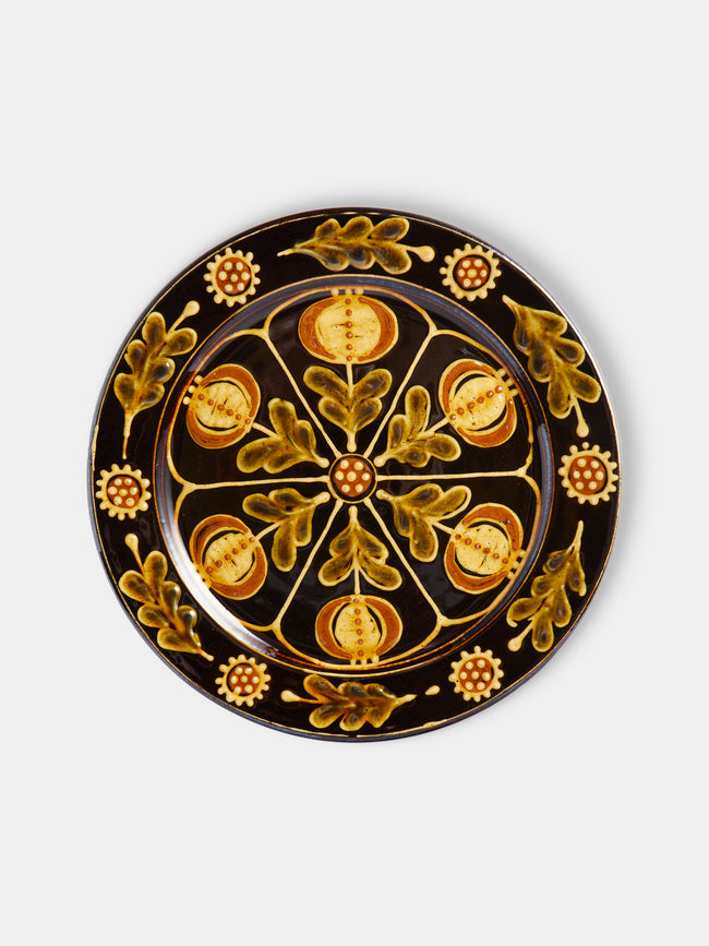 Fitch & McAndrew - Poppies Slipware Dinner Plate (10.4in/26.5cm) - Black - ABASK - 