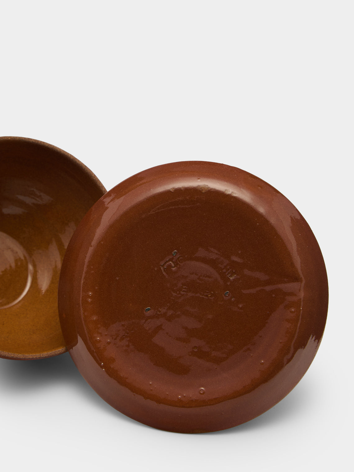 Poterie d’Évires - Flowers Hand-Painted Ceramic Small Lidded Butter Dish - Light brown - ABASK