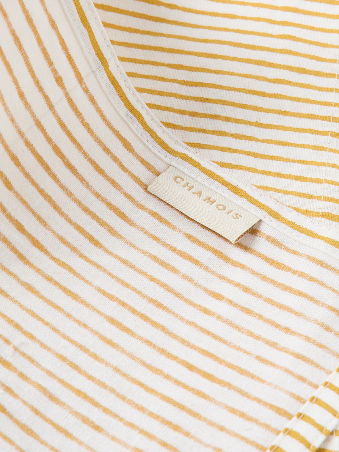 Chamois - Stripe Block-Printed Cotton Napkins (Set of 4) - Yellow - ABASK