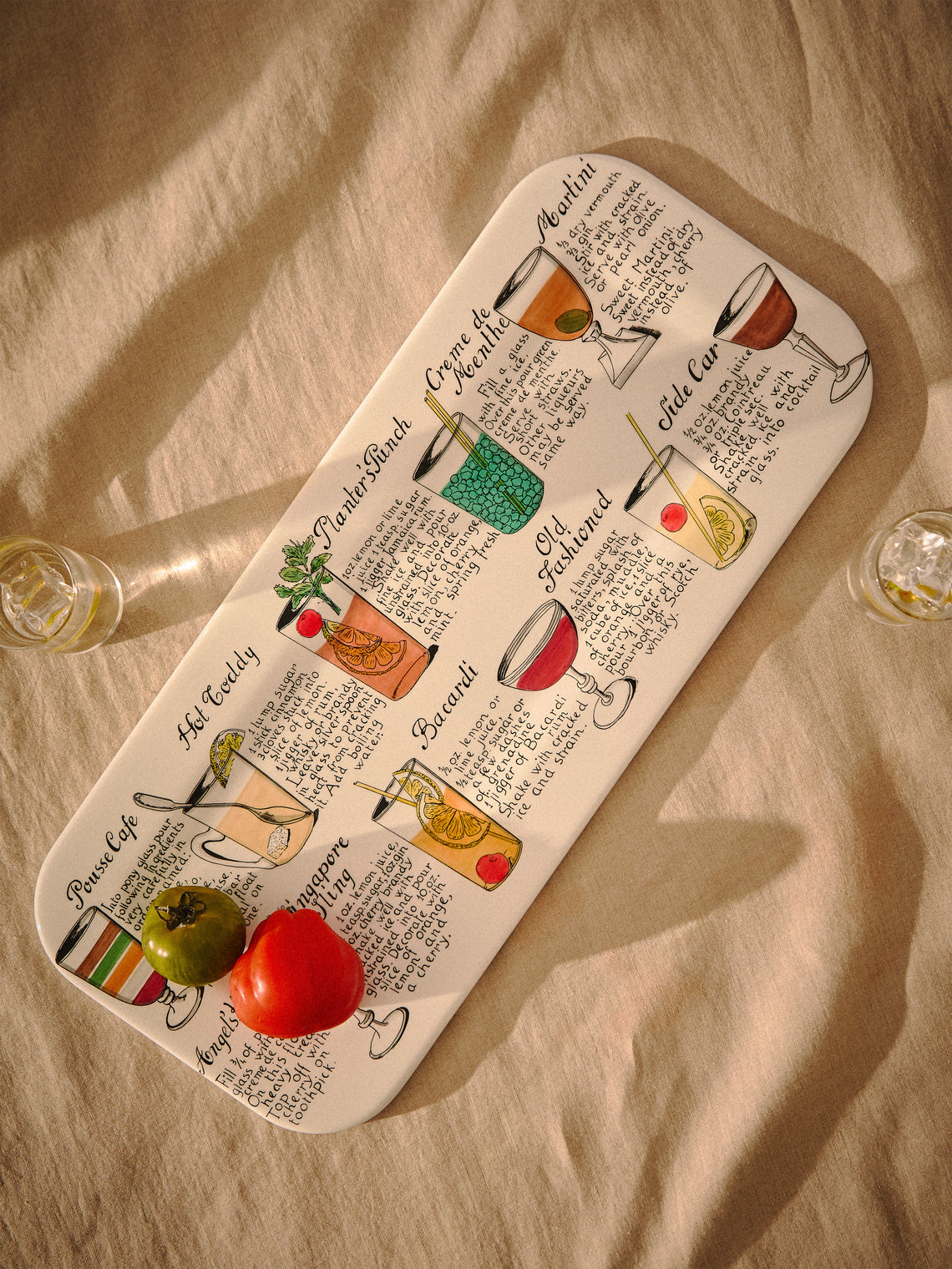 Fornasetti - Cocktail Wood Tray (23.5in/60cm) - Multiple - ABASK
