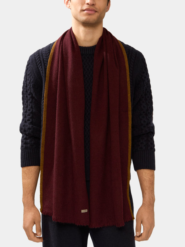 Norlha - Men's Nomad Border Yak Khullu Skinny Scarf (71in/1.8m) - Red - ABASK