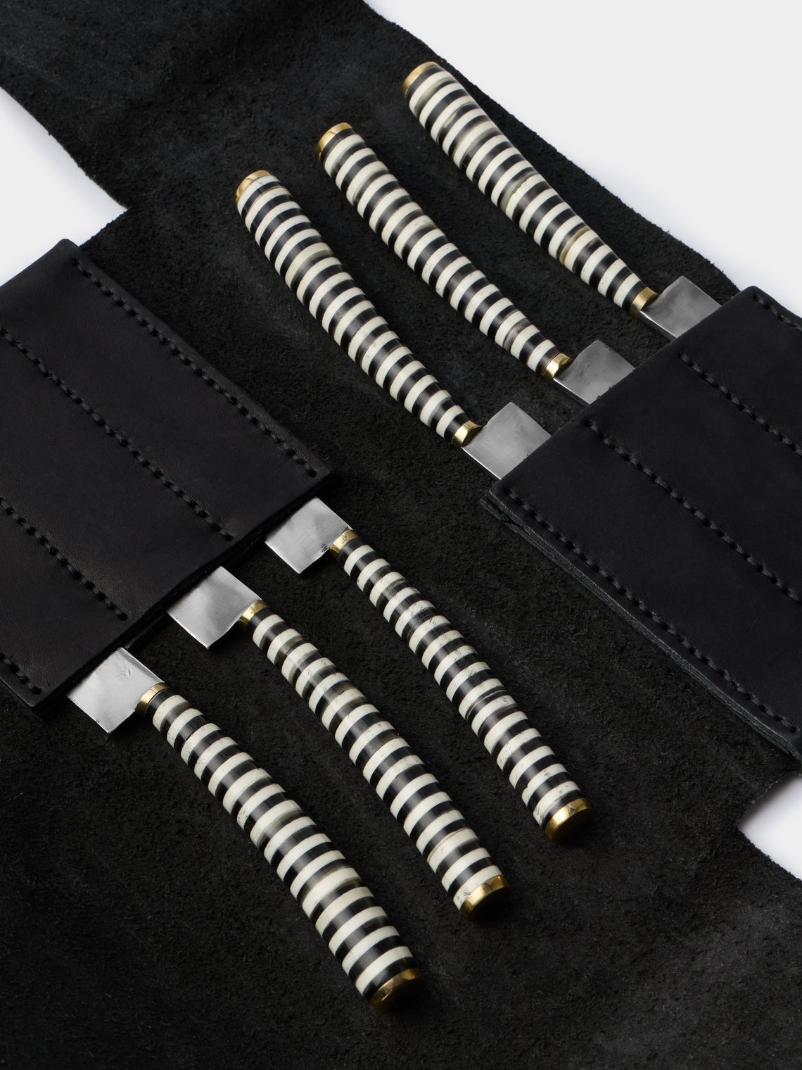 Poglia - | Set of 6 | Tavolo Horn and Bone Knives - Black - ABASK