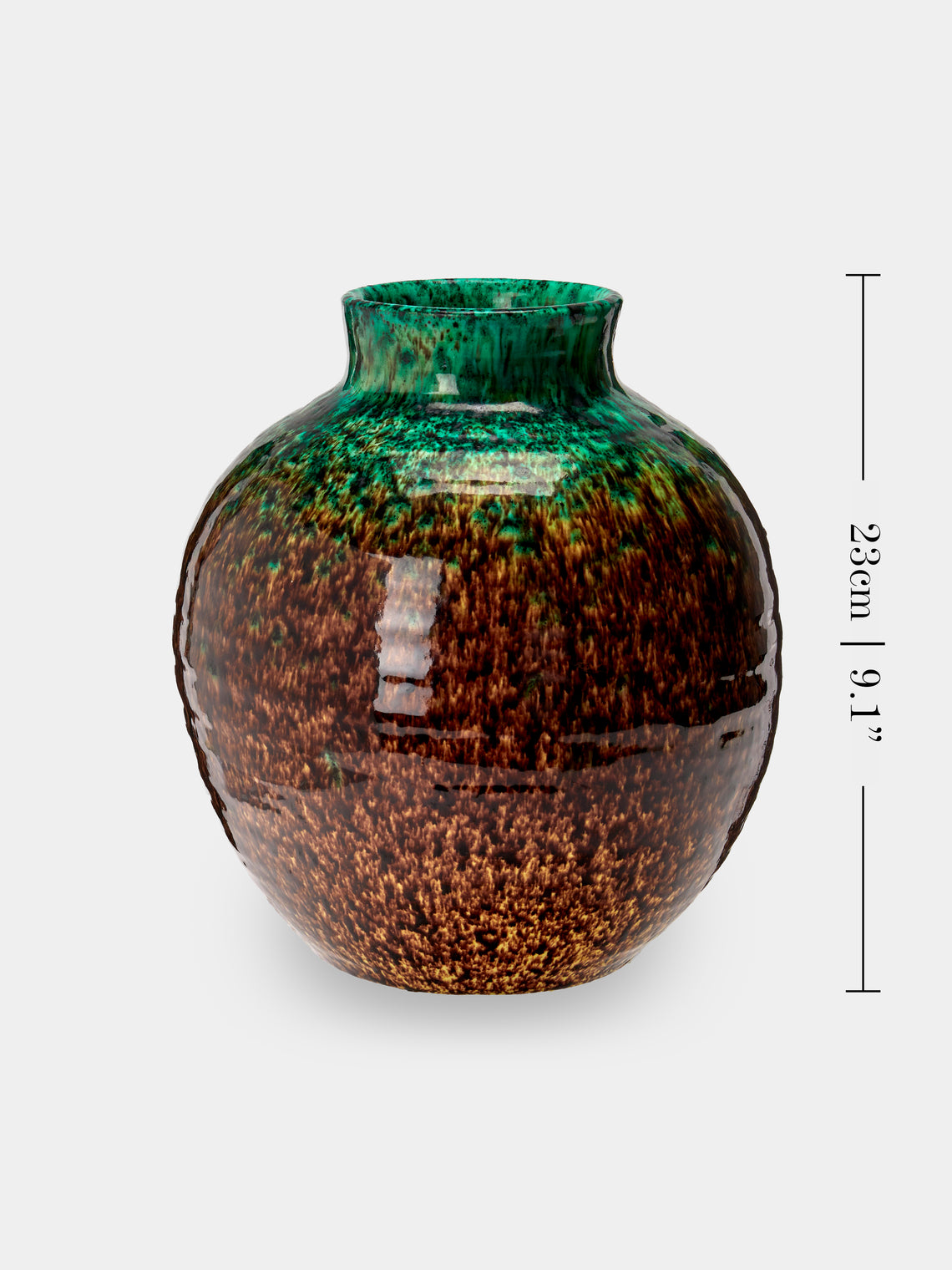 Antique and Vintage - 1950s Accolay Ceramic Vase (9in/23cm) - Green - ABASK