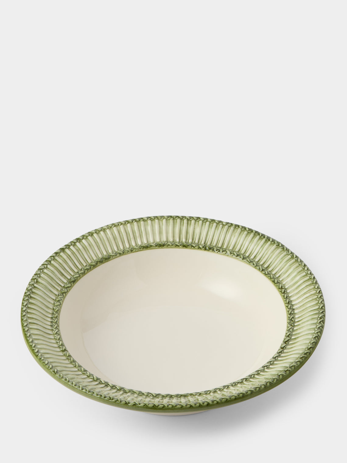 Tessalume Ceramiche - Wicker Hand-Painted Ceramic Large Salad Bowl - Light Green - ABASK