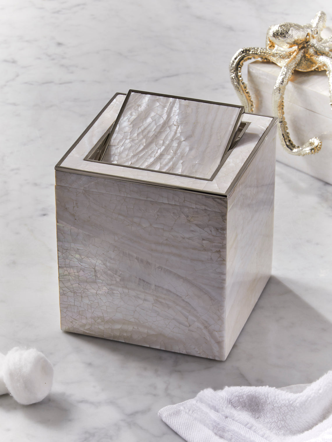 Objet Luxe - Sienna Mother-of-Pearl Vanity Bin - Ivory - ABASK
