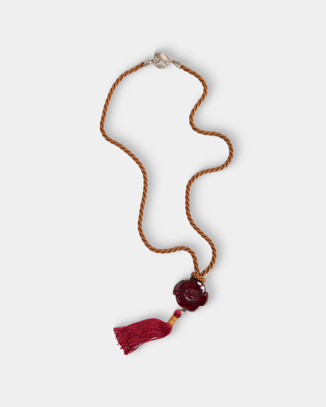 Mahnaz Collection - Women's Vintage 2000 Robert Goossens for Kenzo French Silver and Resin Pendant Necklace - Red - ABASK - 