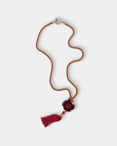 Mahnaz Collection - Women's Vintage 2000 Robert Goossens for Kenzo French Silver and Resin Pendant Necklace - Red - ABASK - 