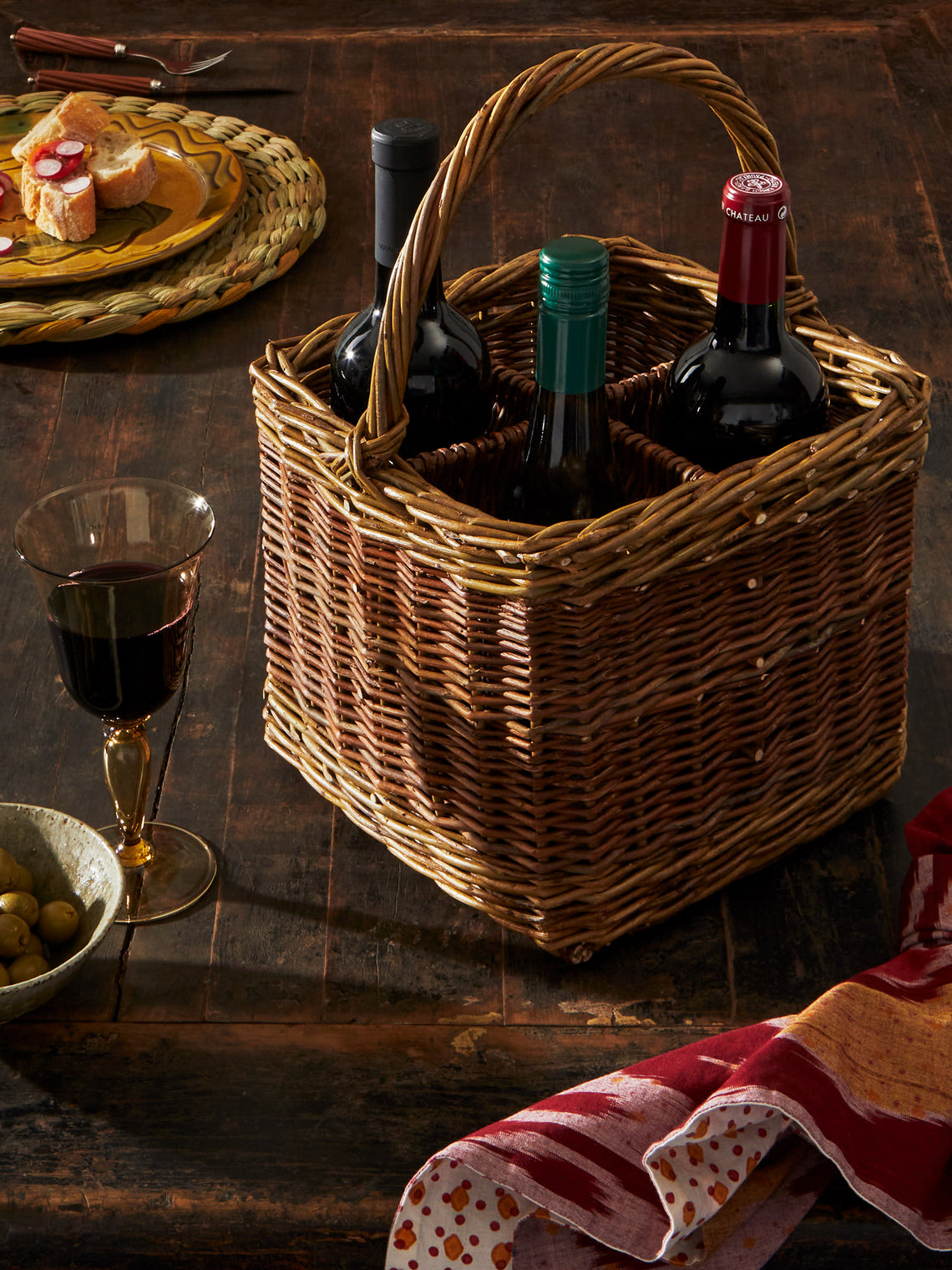 Sussex Willow Baskets - Handwoven Willow Bottle Carrier -  - ABASK