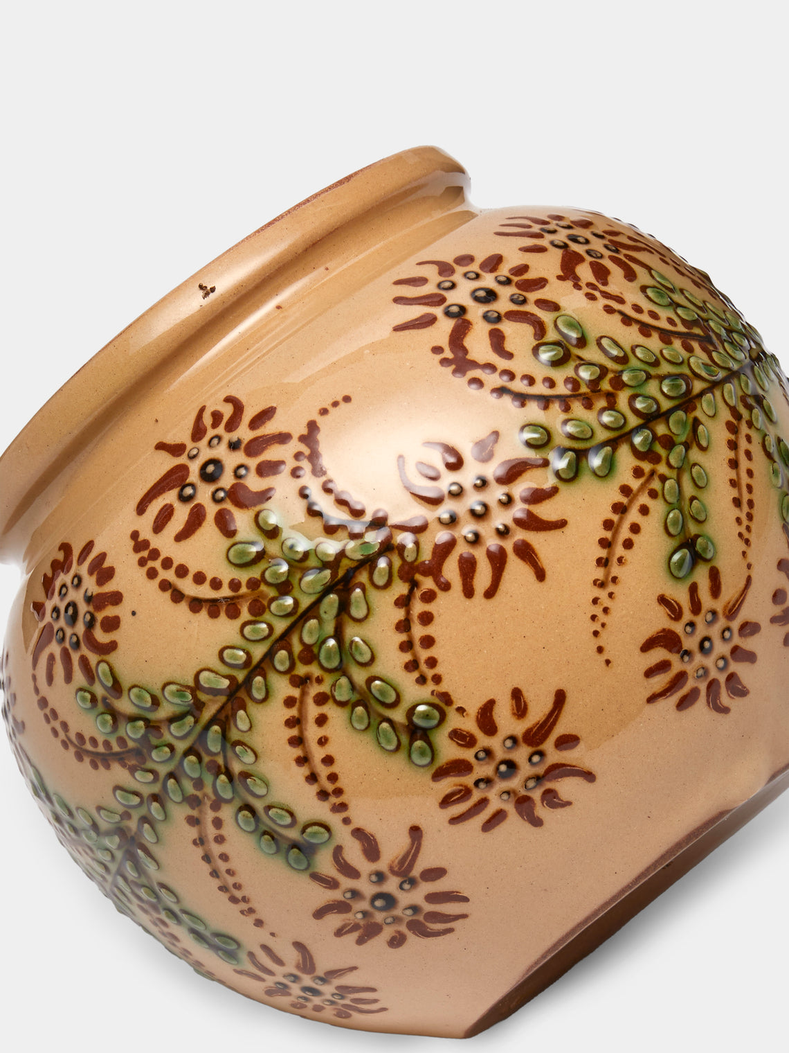 Poterie d’Évires - Flowers Hand-Painted Ceramic Vase (5in/13cm) - Cream - ABASK