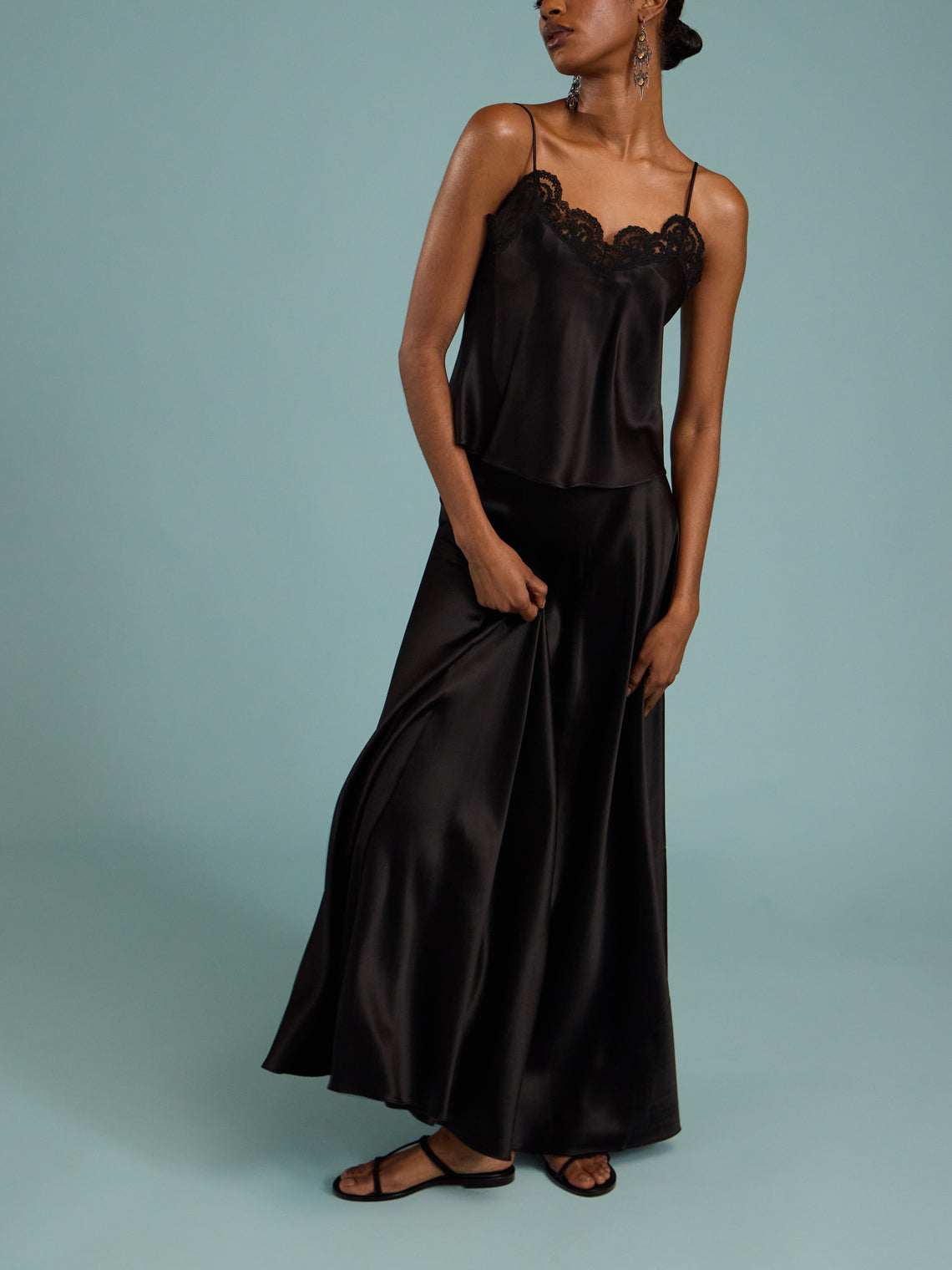 Heirlome - Antonia Silk Long Skirt | Size: S - Black - ABASK