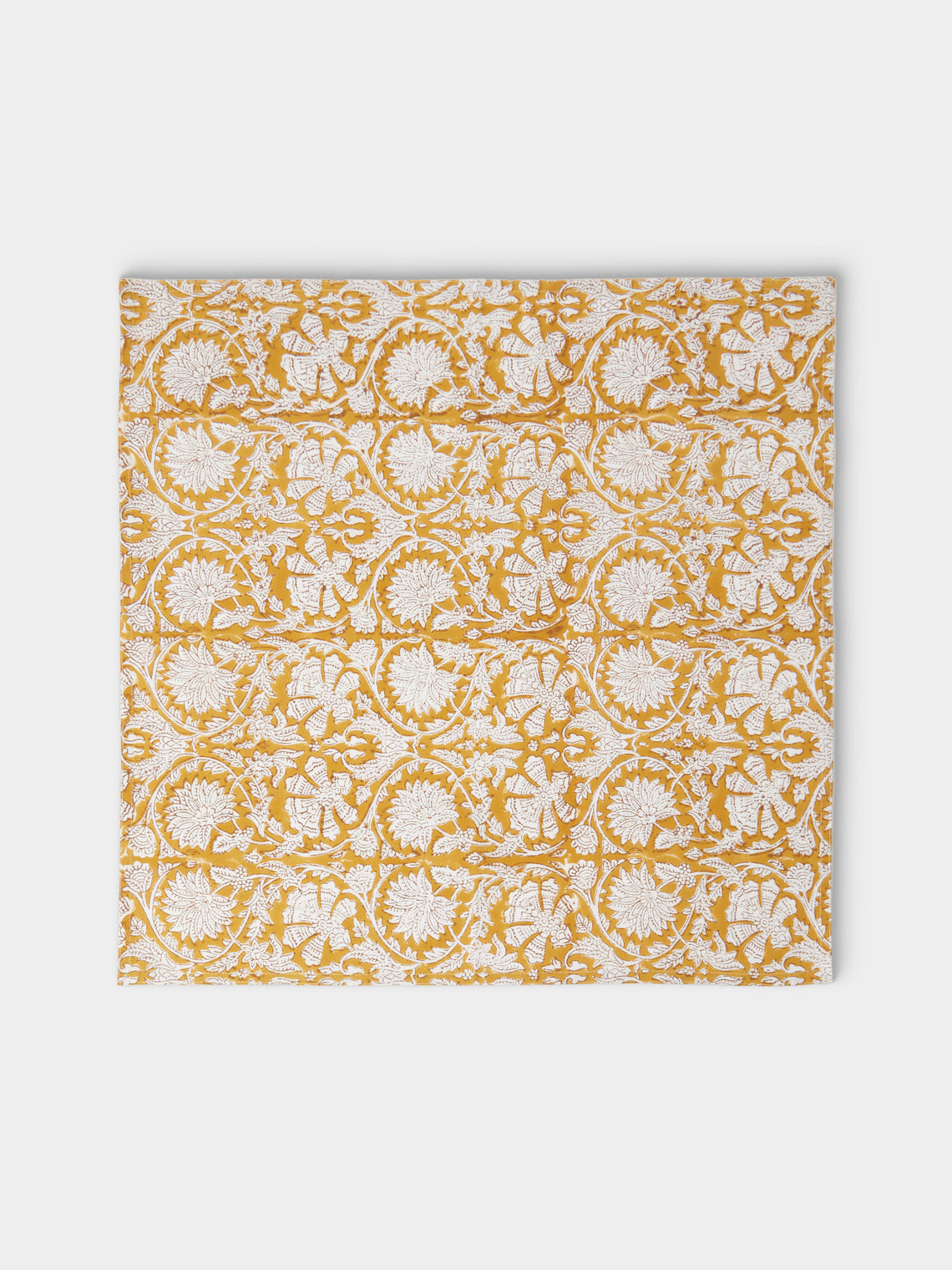 Chamois - | Set of 8 | Paradise Block-Printed Cotton Napkins - Yellow - ABASK