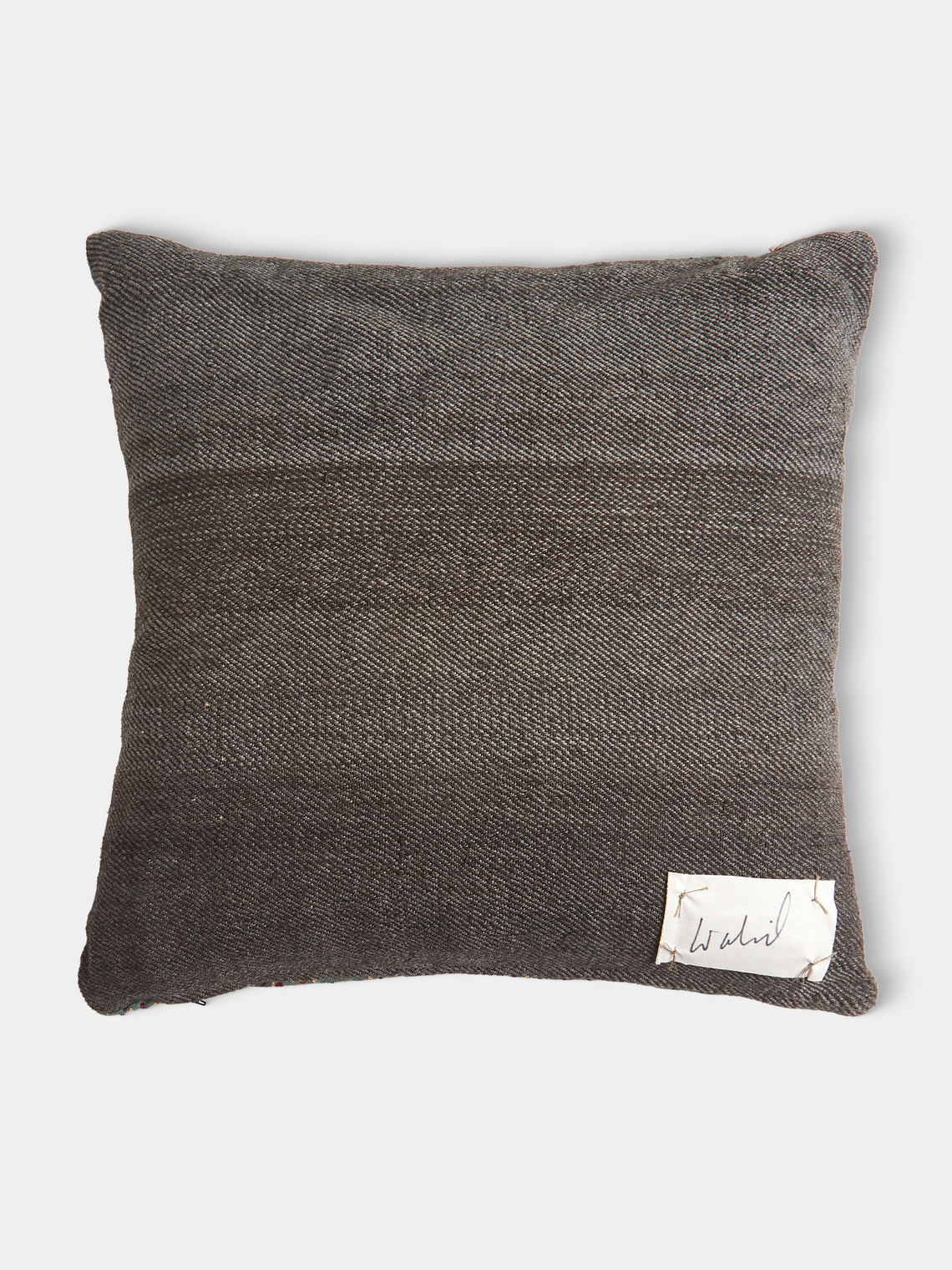 By Walid - 19th-Century English Needlepoint Wool and Linen Cushion (17.5in/45cm) - Blue - ABASK