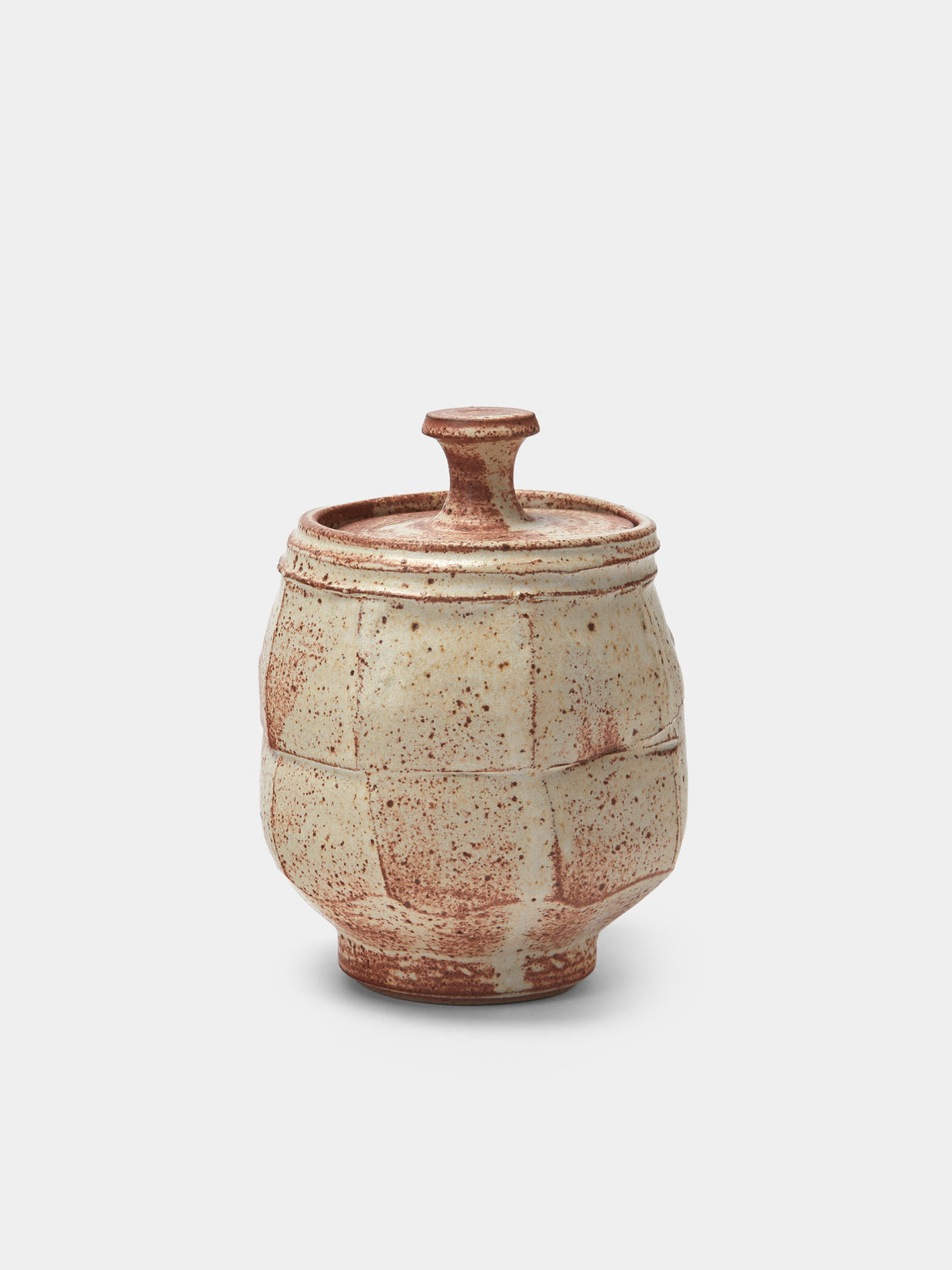 Adam Ross - Hand-Thrown Ceramic Faceted Wide Lidded Jar - Beige - ABASK - 