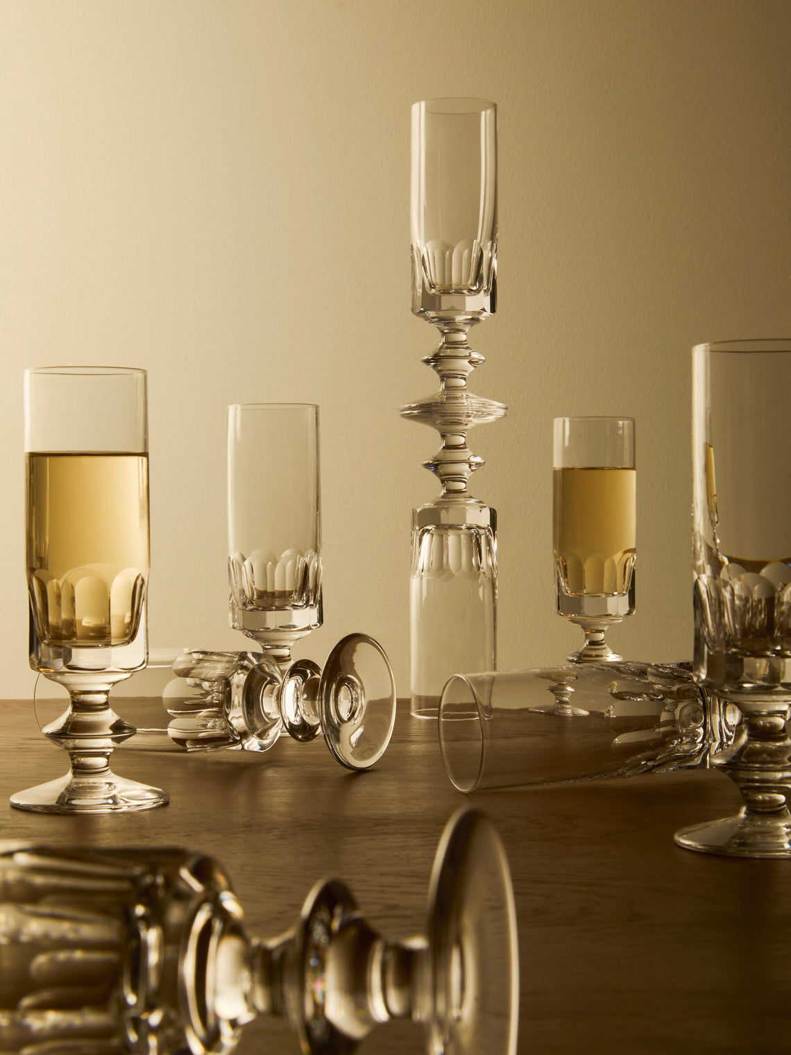Antique and Vintage - Mid-Century Bayel Crystal Champagne Flutes (Set of 10) - Clear - ABASK
